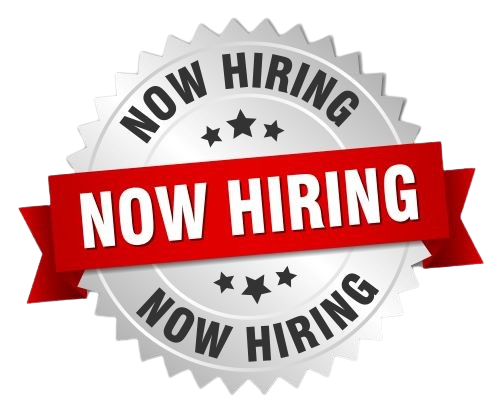 now hiring badge